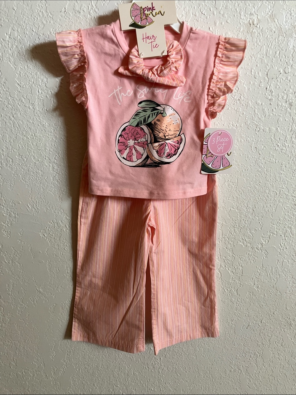 Pink Lemon  Citrus Girls' Pant Set with Ruffle Sleeves. Sz 2T. NWT